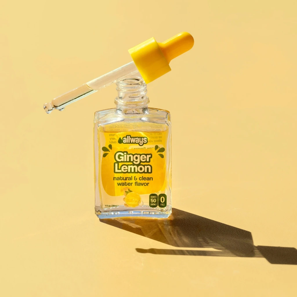 Allways Drops Natural Ginger Lemon Water Drops | Sugar-Free, Zero Calories | Makes 50 Drinks