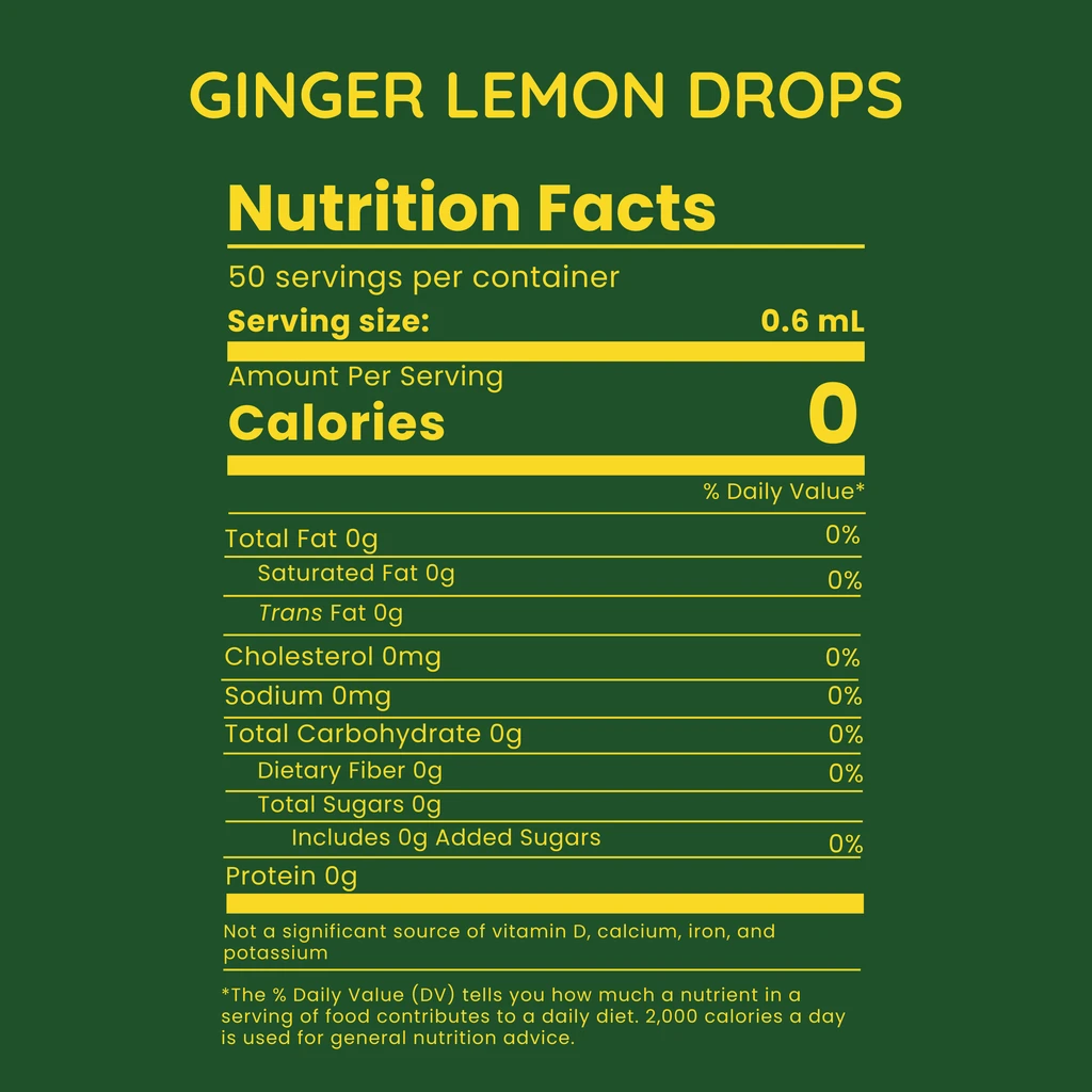 Allways Drops Natural Ginger Lemon Water Drops | Sugar-Free, Zero Calories | Makes 50 Drinks