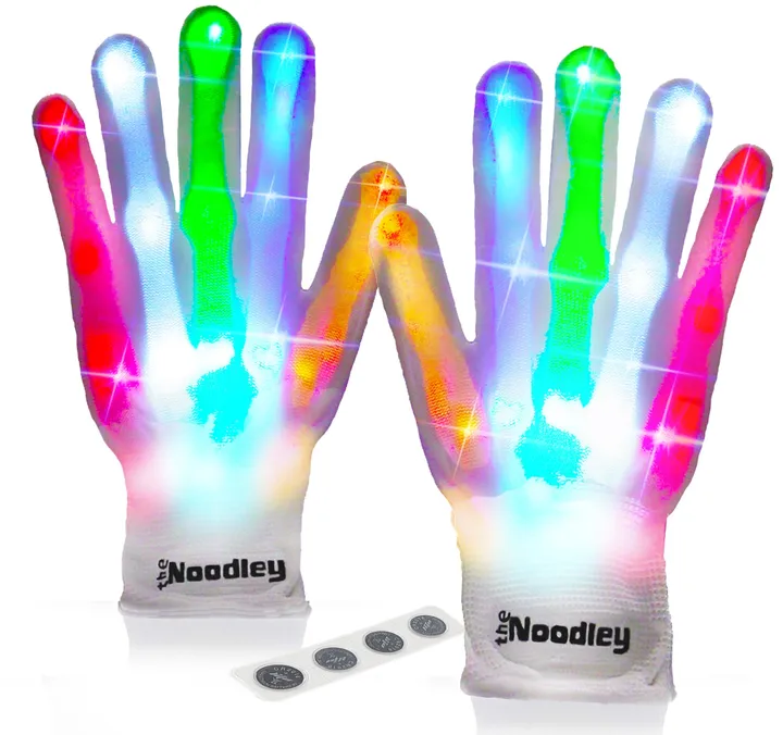 The Noodley Skeleton LED Light Up Gloves Glow in the Dark Halloween Costume Toys and Games