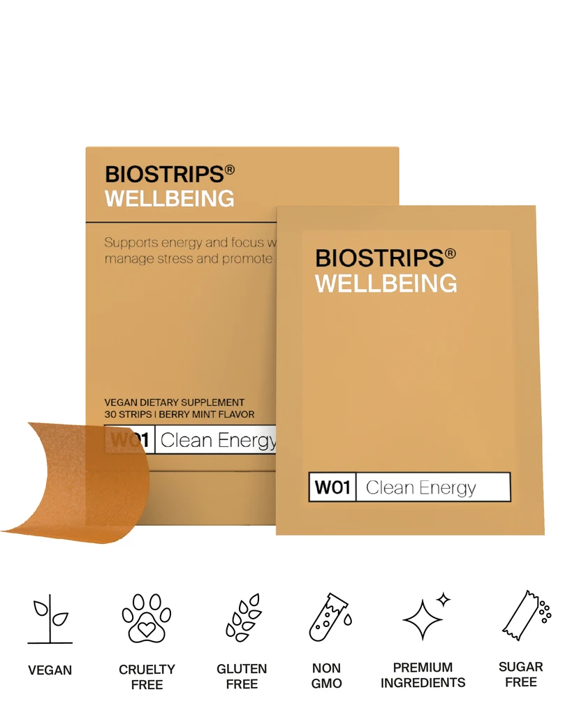 BIOSTRIPS® BIOSTRIPS Energy & Focus Sugar-free Supplement Strips, Adaptogens for Brain Fog Relief, Jitter Free, 30 ct