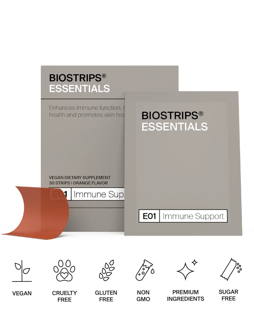 BIOSTRIPS® BIOSTRIPS Immune Support Sugar-Free Vitamin Strips for Immune, Gut Health & Skin Wellness, Adaptogens, 30ct