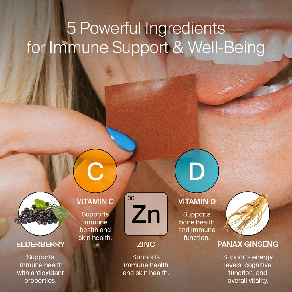 BIOSTRIPS® BIOSTRIPS Immune Support Sugar-Free Vitamin Strips for Immune, Gut Health & Skin Wellness, Adaptogens, 30ct