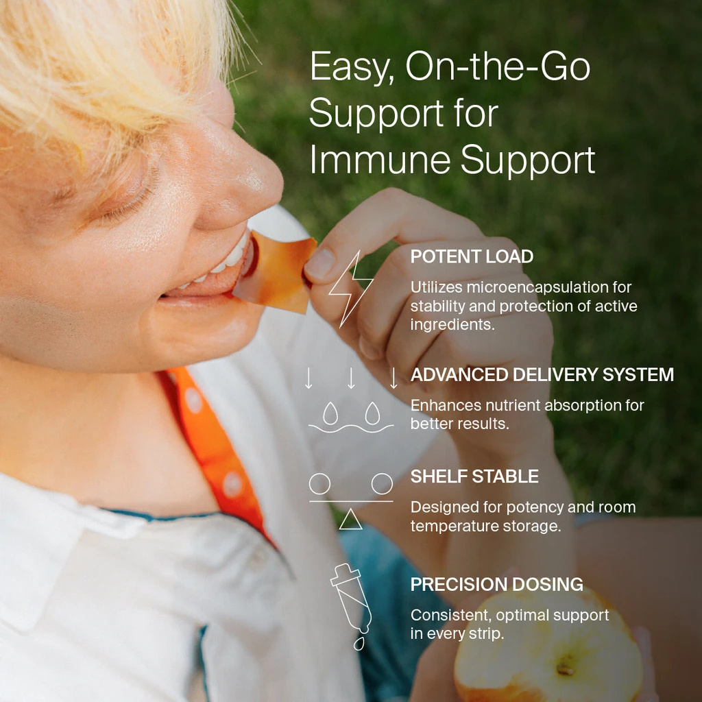 BIOSTRIPS® BIOSTRIPS Immune Support Sugar-Free Vitamin Strips for Immune, Gut Health & Skin Wellness, Adaptogens, 30ct