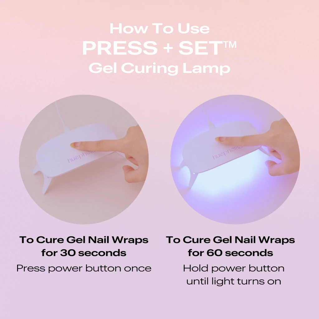 huephoria "Butterfly Kisses" Gel Nail Wraps + Gel Curing Lamp Starter Kit | Red Theory Gel Mani Nail Polish | Semi-cured Gel Nail Stickers | PRESS + SET™ Gel Nail Wraps