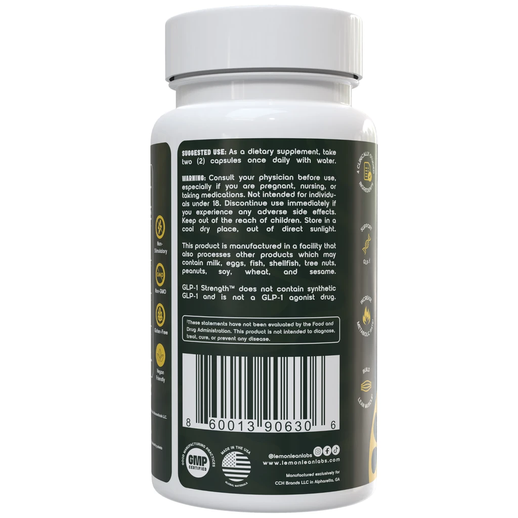 Lemon Lean Labs GLP-1 Strength, Natural GLP-1 and Fat Burner for Healthy Weight Management