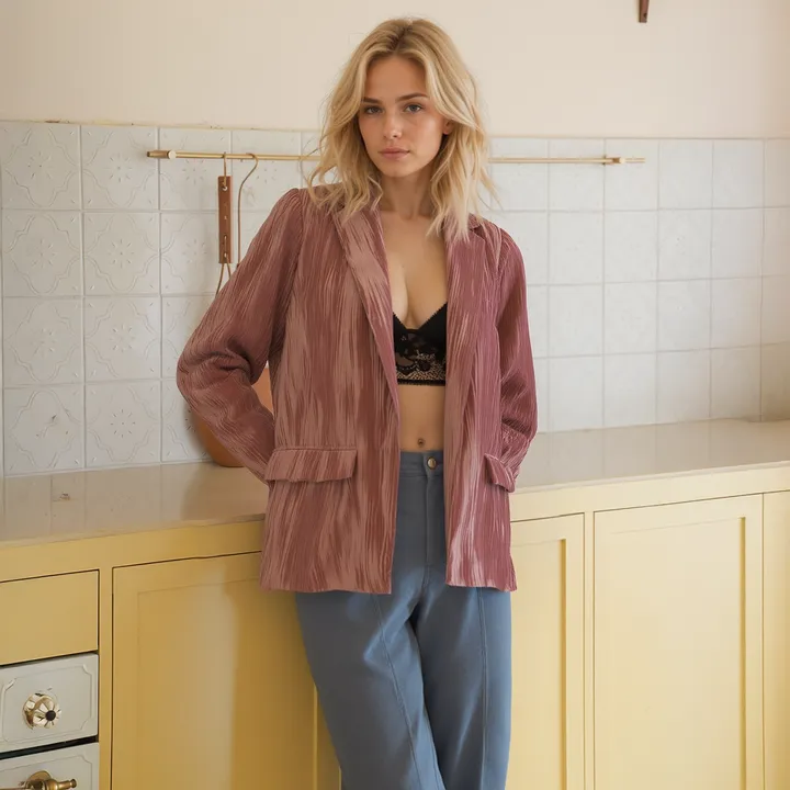 Shop at Konus Women's Velvet Blazer With Flap Pockets