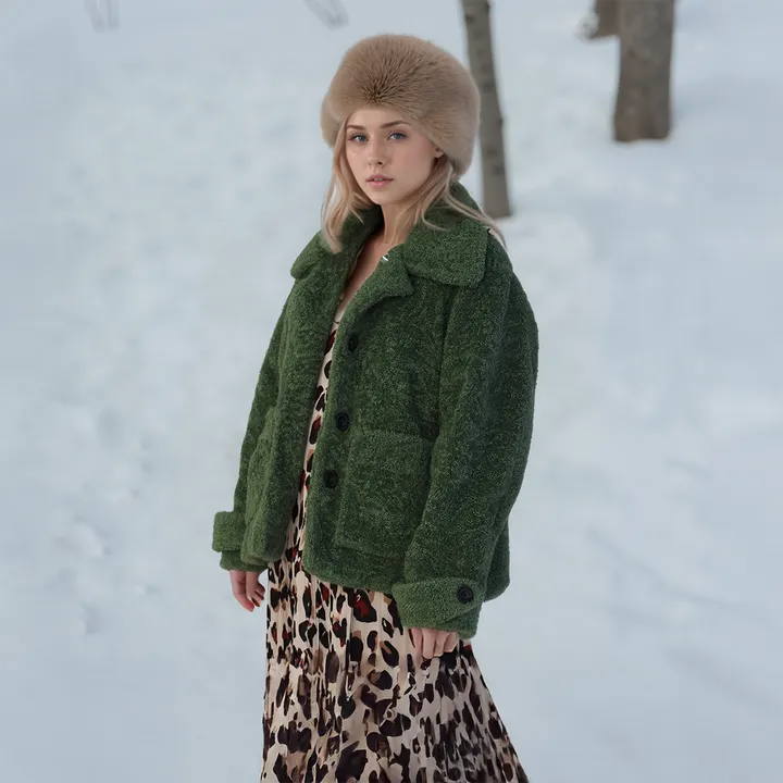 Shop at Konus Women's Shearling Coat in Fallforest