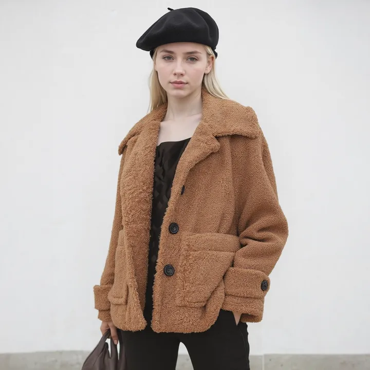 Shop at Konus Women's Shearling Coat in Brown