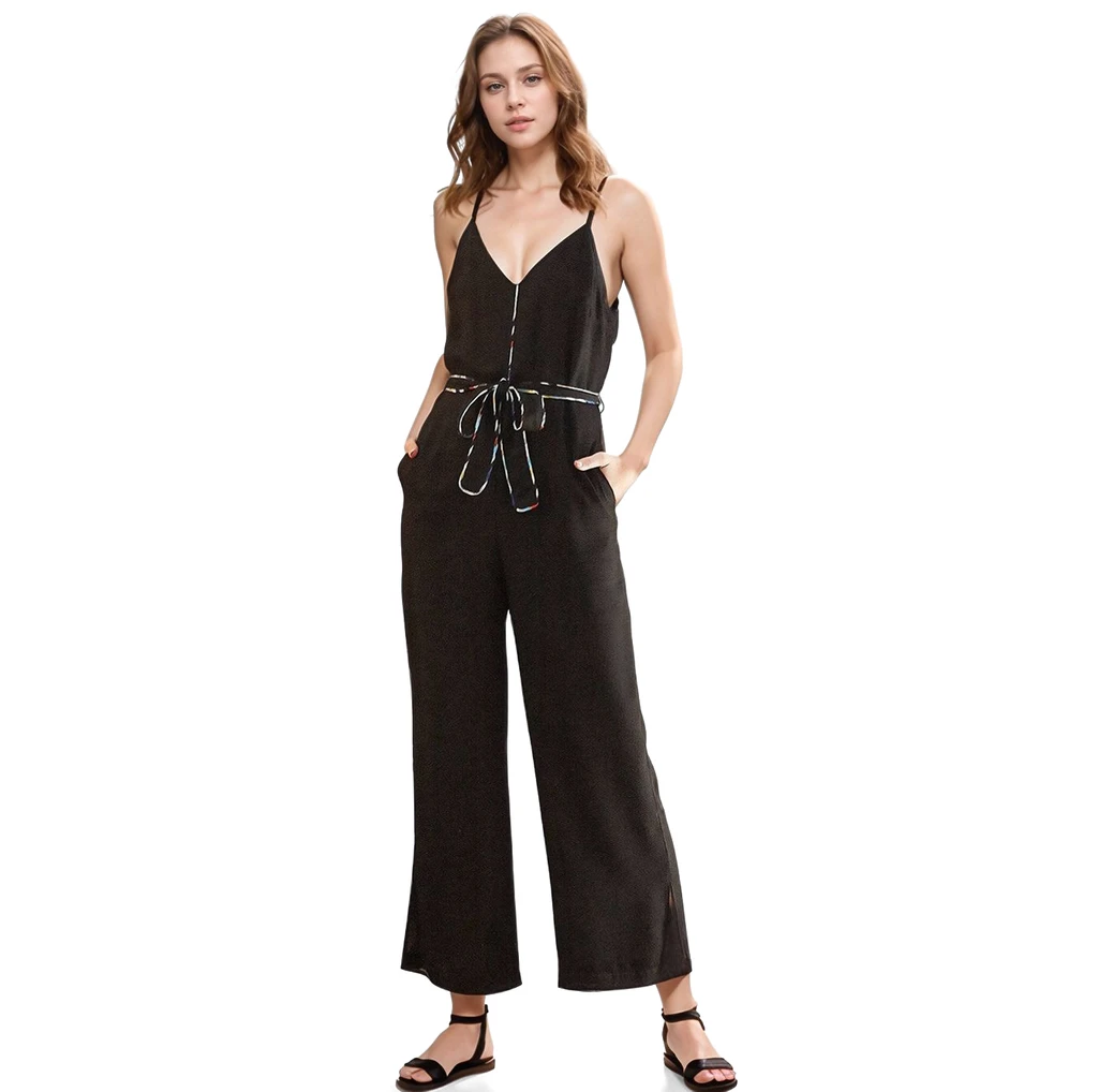 Shop at Konus Women's Multi-Color Binding Jumpsuit in Black