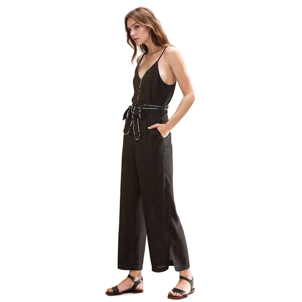 Shop at Konus Women's Multi-Color Binding Jumpsuit in Black