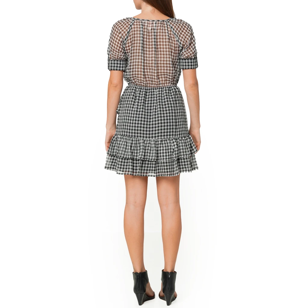 Shop at Konus Women's Crinkle Chiffon Gingham Dress in Black