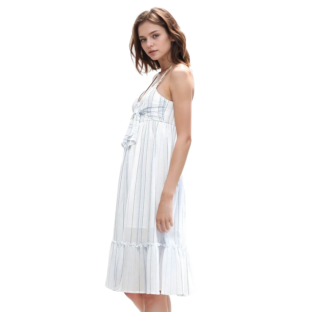 Shop at Konus Women's Tie Front Hem Midi Dress 
