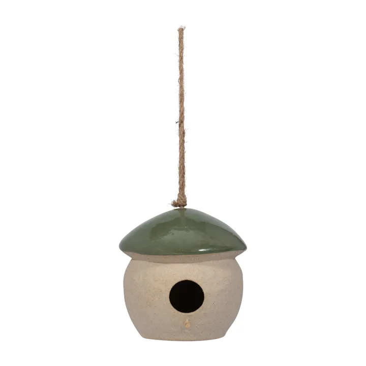 Sagebrook Home Green 6 in. x 6 in. Stoneware Mushroom Shaped Bird Feeder