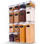 Airtight Food Storage Containers with Reusable Labels and Erasable Pen, BPA Free 