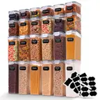 Airtight Food Storage Containers with Reusable Labels and Erasable Pen, BPA Free