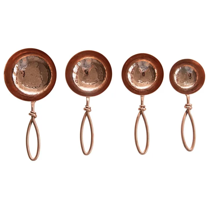 Storied Home Hammered Stainless Steel Scoops With Leather Tie