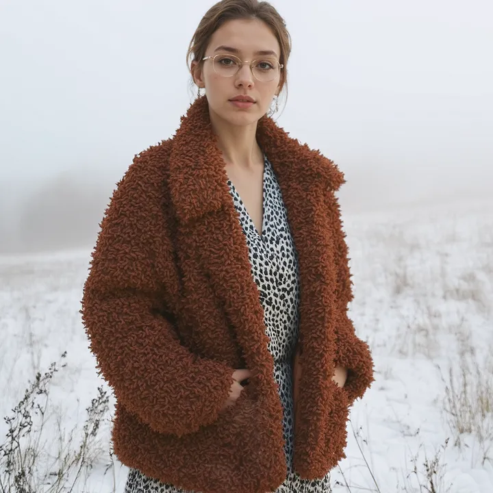 Shop at Konus Pleione Womens Curly Faux Fur Teddy Coat