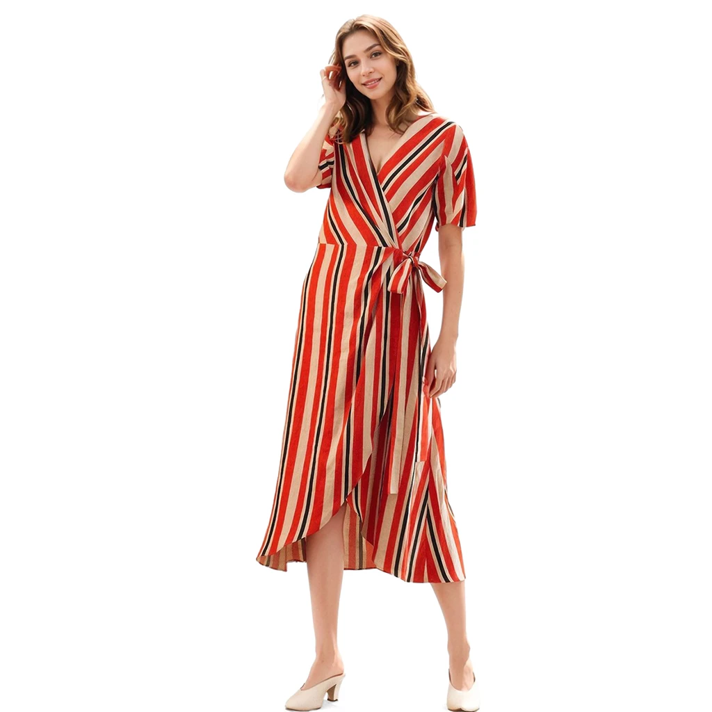 Shop at Konus Puff Sleeve Wrap Dress