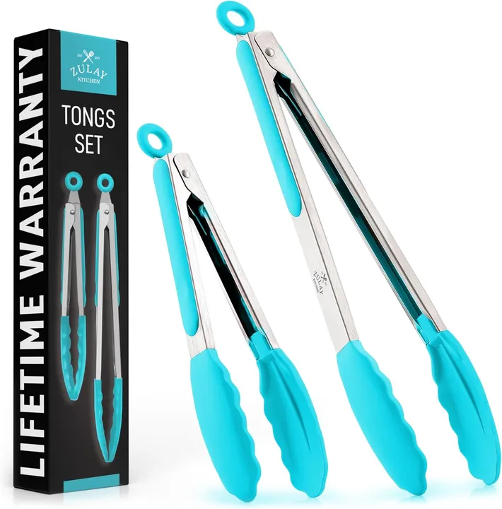 Zulay Kitchen Tongs for Cooking (9" & 12")