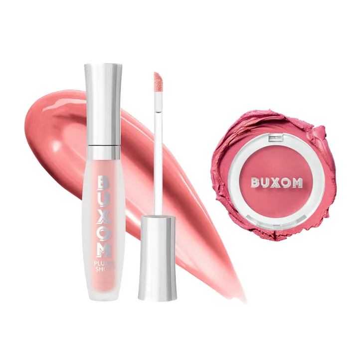 BUXOM Plump Shot Lip Serum in Soft Blush + Tickled Pink Plumping Blush