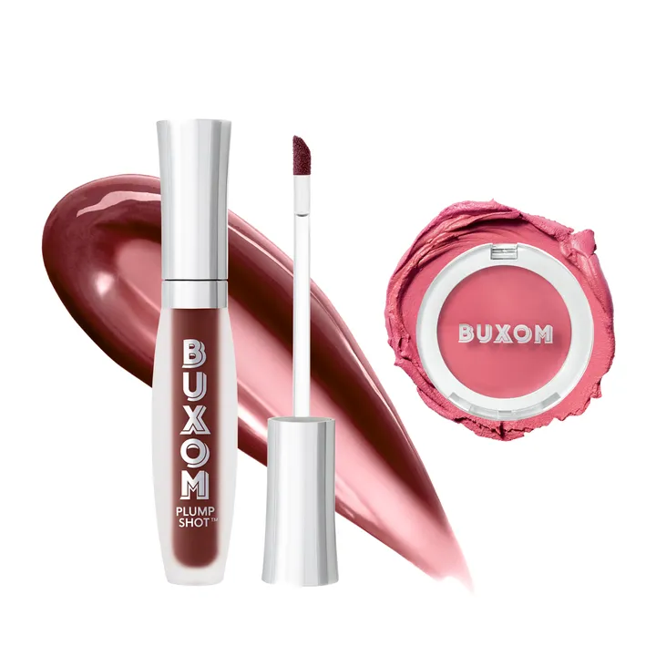 BUXOM Plump Shot Lip Serum in Wine Obsession + Tickled Pink Plumping Blush