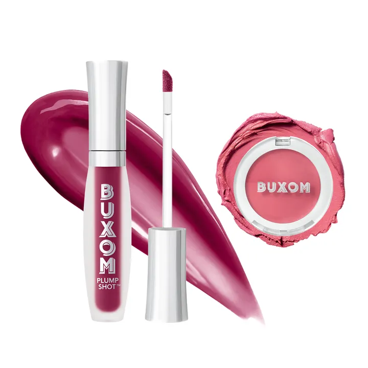 BUXOM Plump Shot Lip Serum in Plum Power + Tickled Pink Plumping Blush