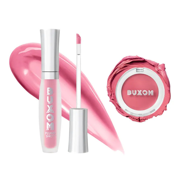 BUXOM Plump Shot Lip Serum in Lingerie + Tickled Pink Plumping Blush