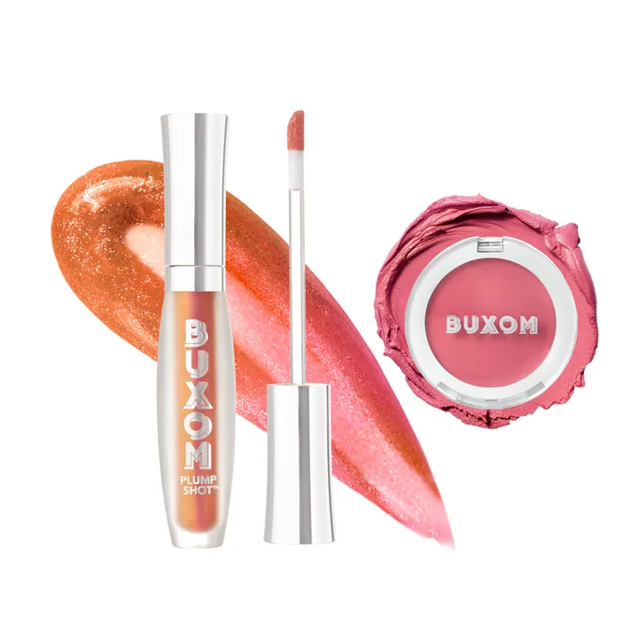 BUXOM Plump Shot Lip Serum in Starstruck Coral + Tickled Pink Plumping Blush