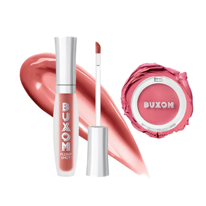 BUXOM Plump Shot Lip Serum in Plush Peach + Tickled Pink Plumping Blush