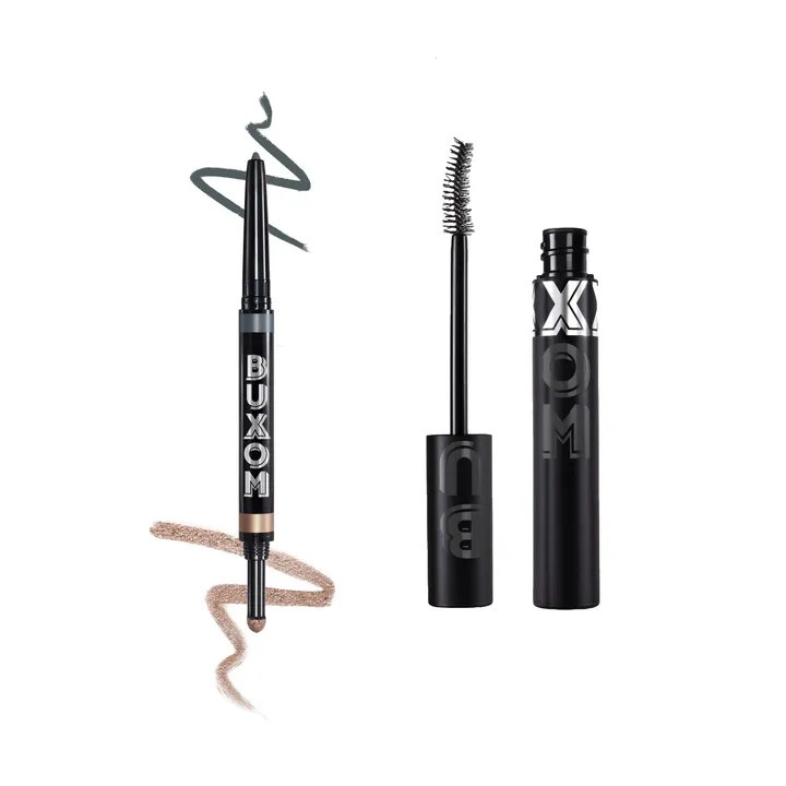 BUXOM Flip Side Liner, Eye Shadow in Totally Taupe and Mascara Bundle