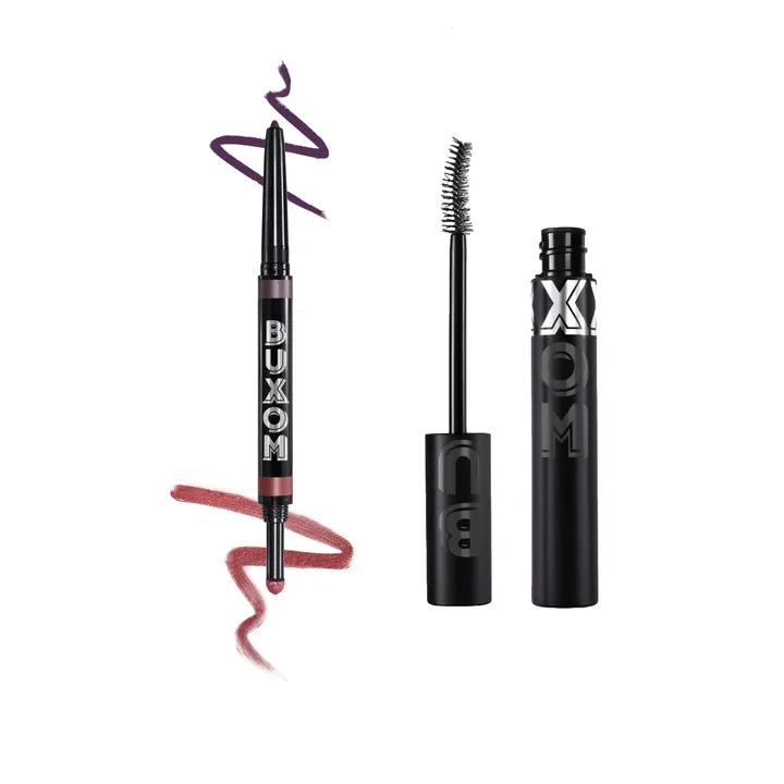 BUXOM Flip Side Liner, Eye Shadow in Burgundy Bestie and Mascara Bundle