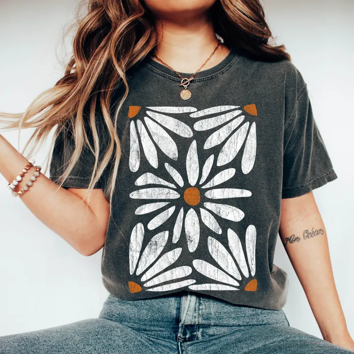 Refinery Number One Boho Daisy Botanical Vintage Comfort Colors Tshirt