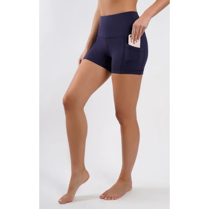 90 Degree by Reflex Lux Polygiene Tribeca High Waist 3 1/2" Short With Side Pockets