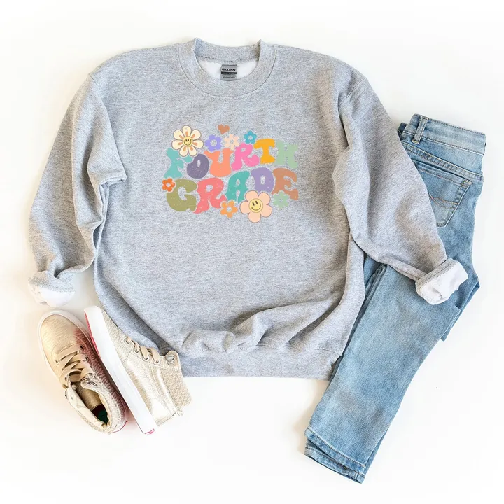 The Juniper Shop Fourth Grade Flowers | Youth Graphic Sweatshirt