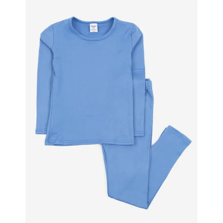 Leveret Clothing Kid's Classic Solid Color Thermal Pajamas