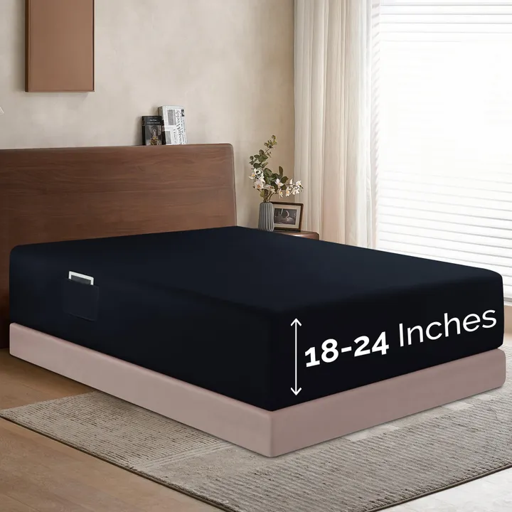 Elegant Comfort Extra Deep Pocket 18"-24" Single Fitted Sheet For High Mattress