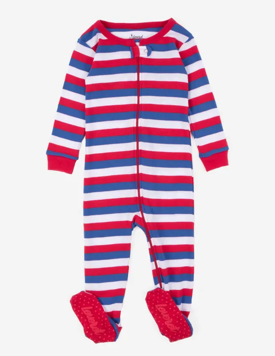 Leveret Clothing Baby Footed Red Striped Pajamas