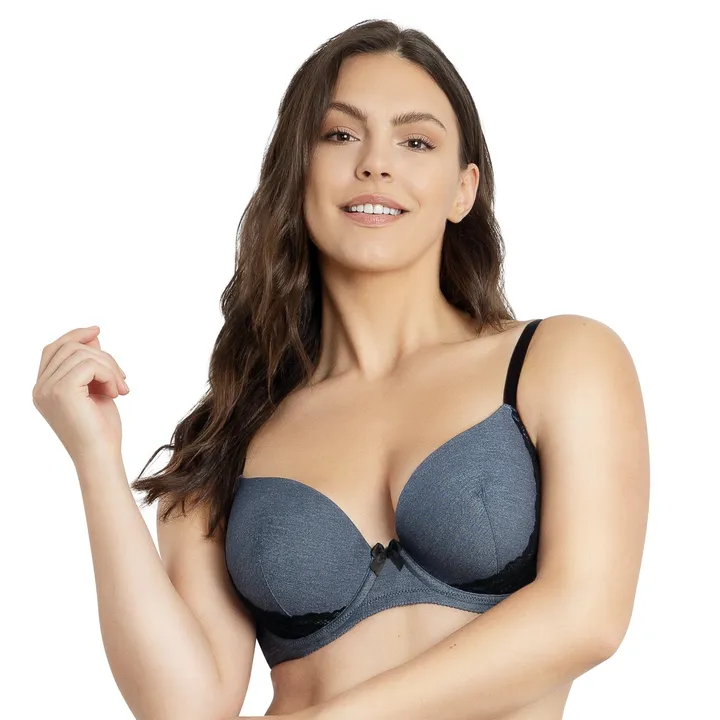 PARFAIT PARFAIT Casey 2801 Women's Wired Padded Plunge Seamless T-Shirt Bra - Dark Blue Denim