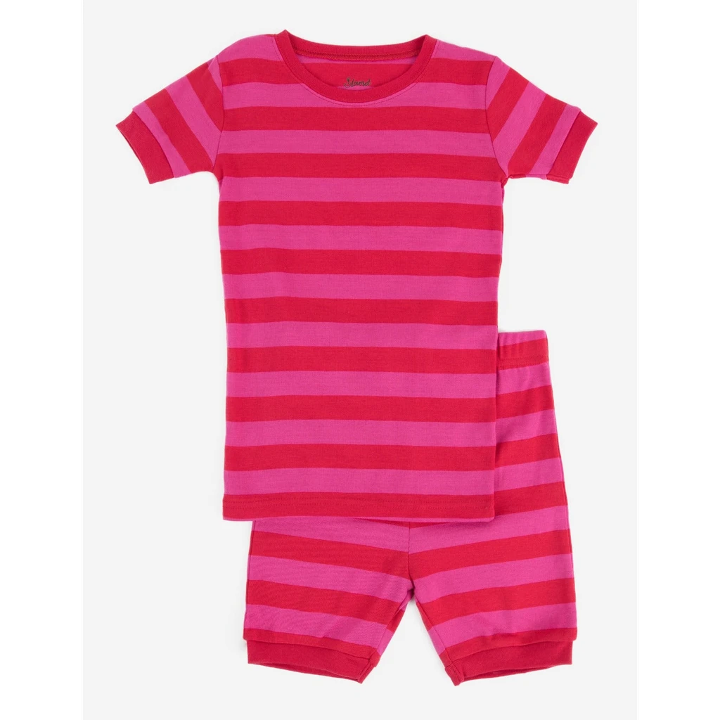 Leveret Clothing Short Sleeve Striped Cotton Pajamas