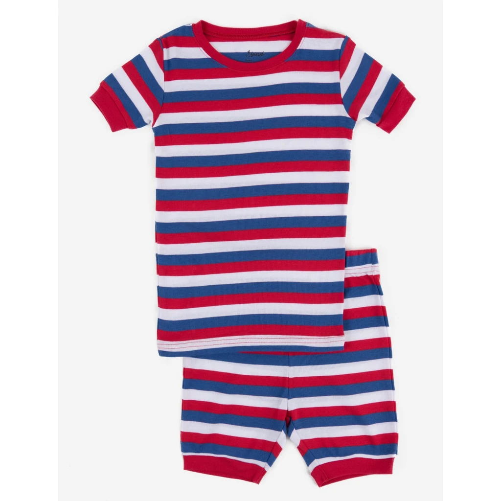 Leveret Clothing Short Sleeve Striped Cotton Pajamas