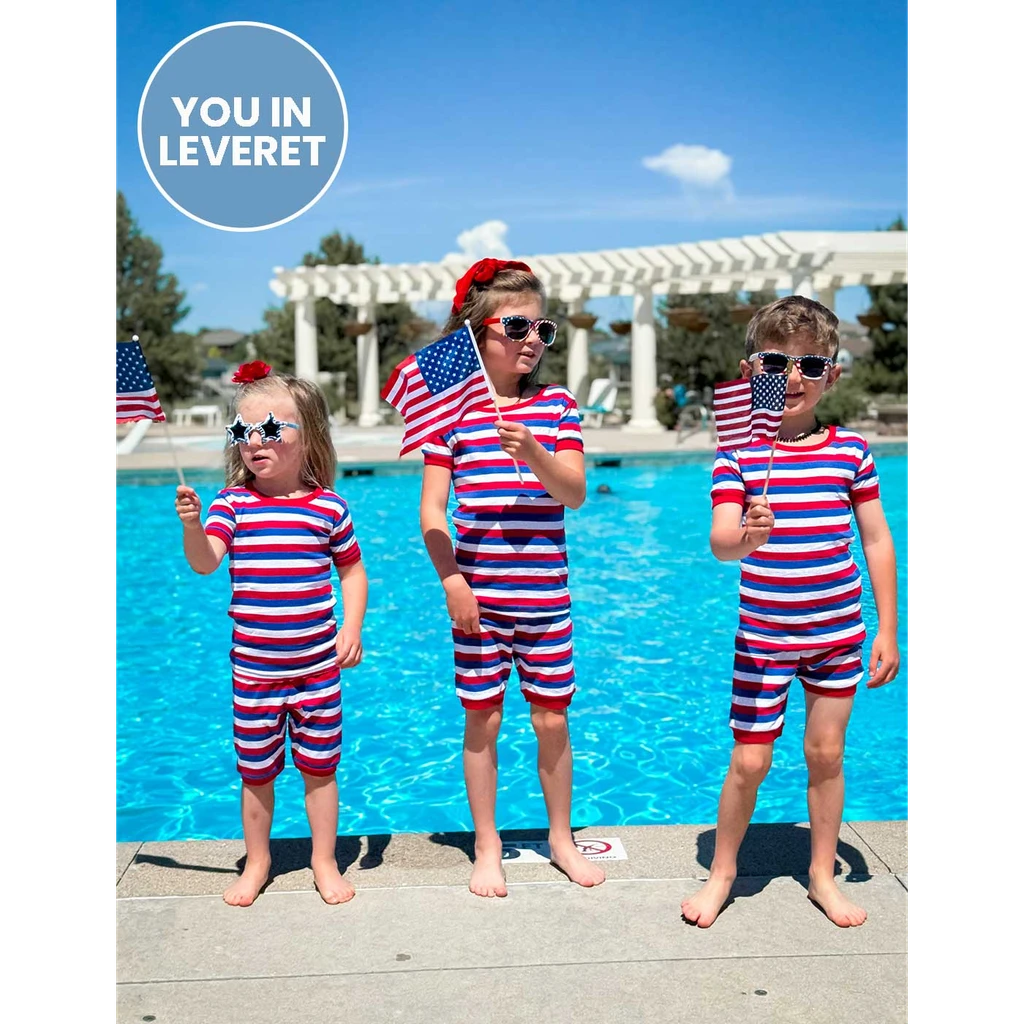 Leveret Clothing Short Sleeve Striped Cotton Pajamas