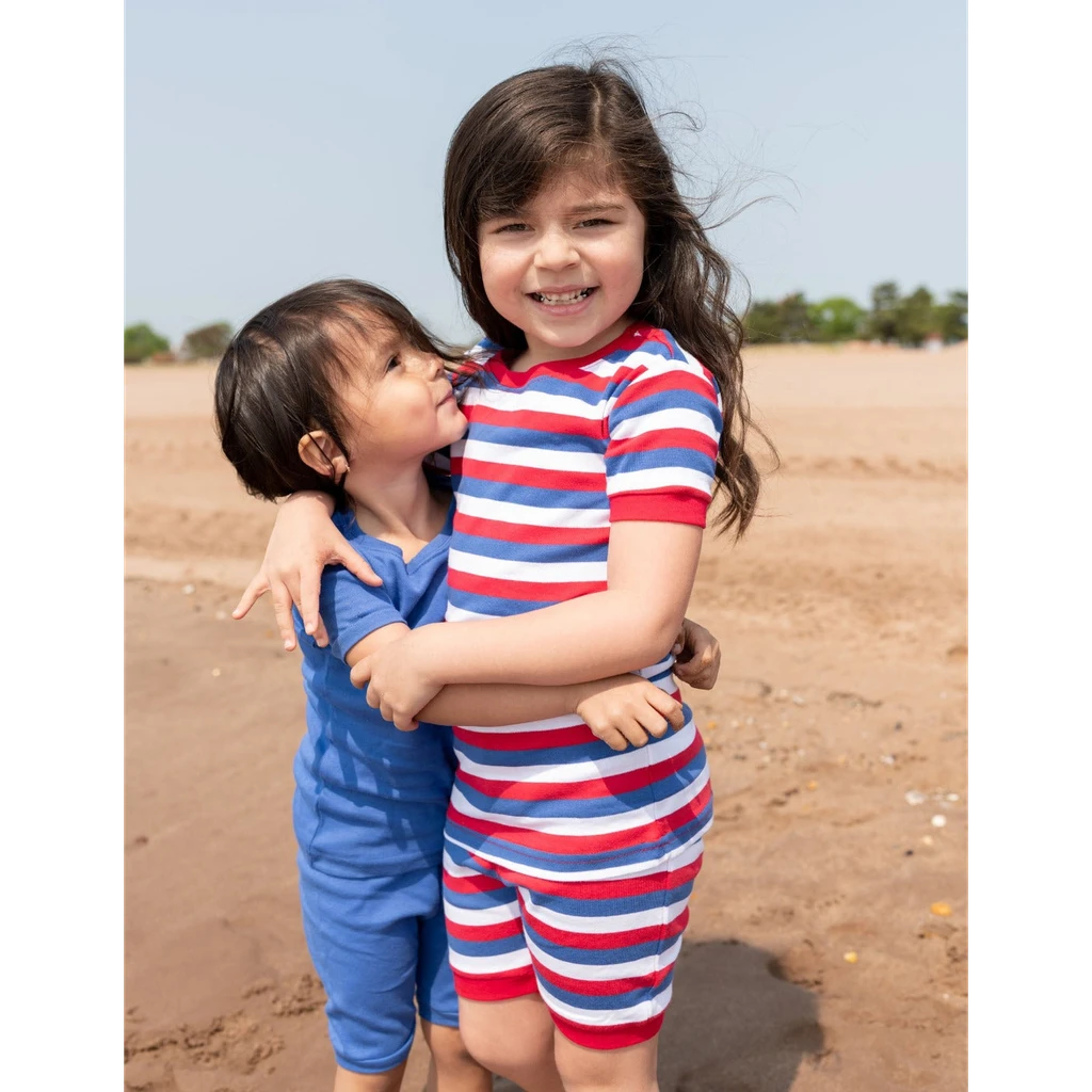 Leveret Clothing Short Sleeve Striped Cotton Pajamas
