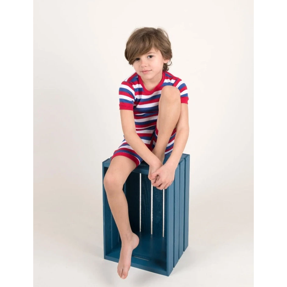 Leveret Clothing Short Sleeve Striped Cotton Pajamas