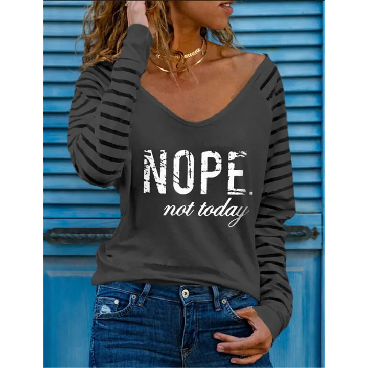 GBH - Shop Letter Casual Long-Sleeved Round Neck Women's T-Shirt