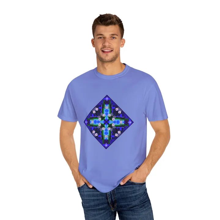 Geo Designs on Clothing Sarah Molloy New Zealand Jellyfish at the Crossroads Unisex Garment-Dyed T-Shirt
