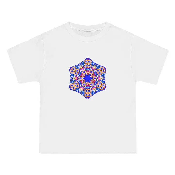 Geo Designs on Clothing Sarah Molloy New Zealand Floral Sea Coral Beefy-T®  Short-Sleeve T-Shirt