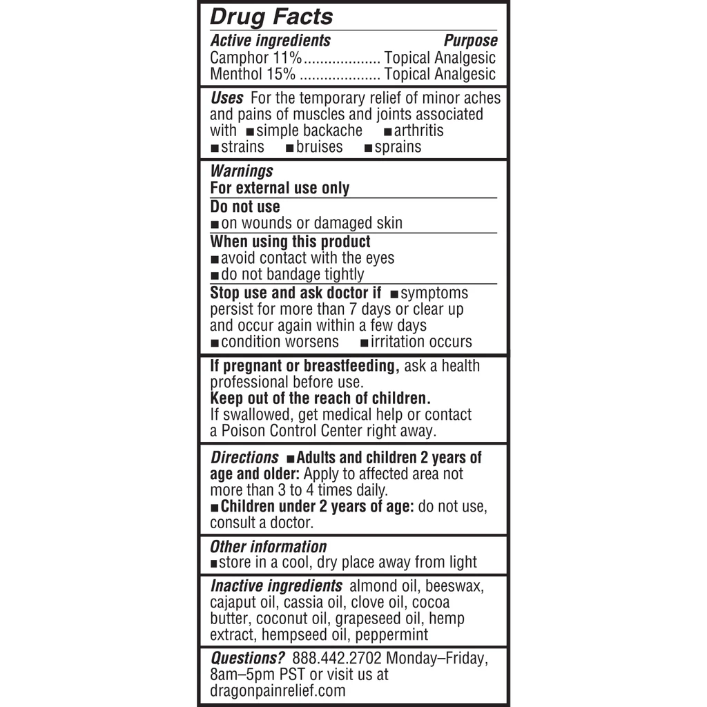 Dragon Pain Relief Balm, Maximum Strength Travel Rollup - Full Spectrum Formula