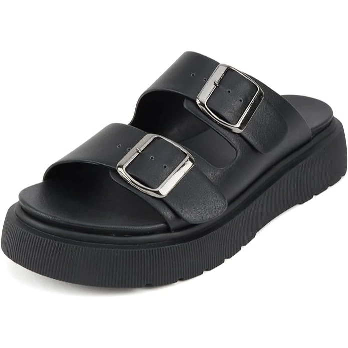 Shoe Time Soda Uberta Platform Slide Sandals Adjustable Buckle Straps