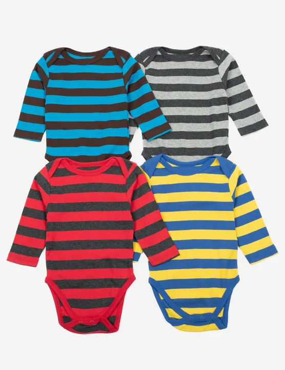 Leveret Clothing Baby Cotton Bodysuits Striped 4-Pack