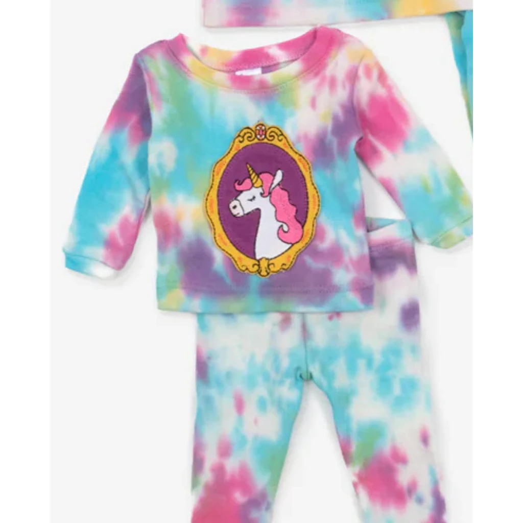 Leveret Clothing Girl and Doll Matching Tie Dye Unicorn Pajamas